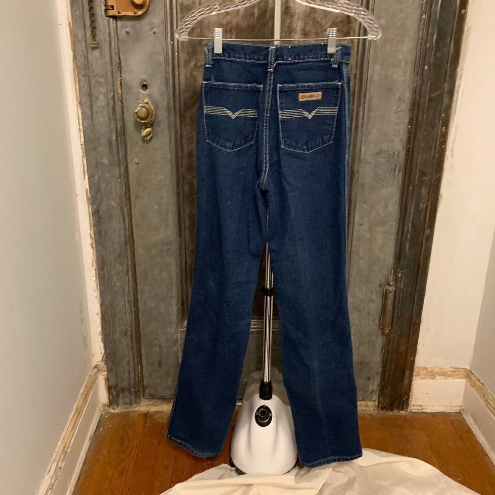 XXS 24" waist Vintage 70s straight leg  jeans blue  medium wash high waisted ret